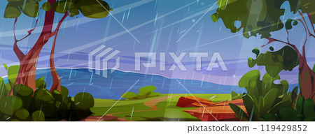Path to sea with rain and wind storm illustration 119429852