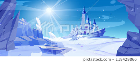 Winter mountain landscape with medieval castle Winter mountain landscape with medieval castle 119429866