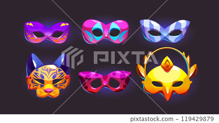 Carnival masks for masquerade or costume party. Carnival masks for masquerade or costume party. 119429879