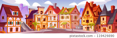 Medieval traditional german city street houses. 119429890
