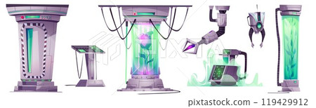 Botanical laboratory equipment set 119429912