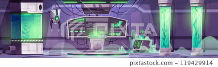 Spaceship laboratory with equipment Spaceship laboratory with equipment 119429914