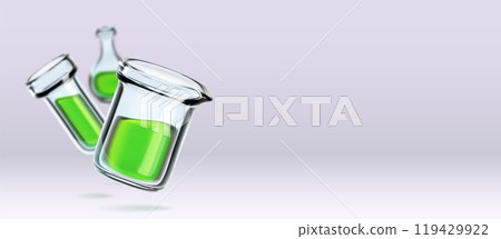 Medical lab banner with flasks Medical lab banner with flasks 119429922