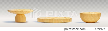 3d isolated wood hemisphere stage or circle podium 119429924