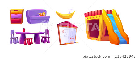 Children playroom design elements set Children playroom design elements set 119429943