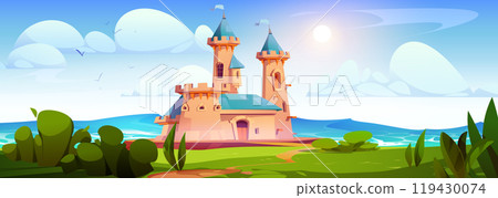 Seaside castle on green island Seaside castle on green island 119430074
