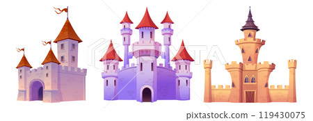 Fairytale medieval castle for fantasy kingdom. 119430075