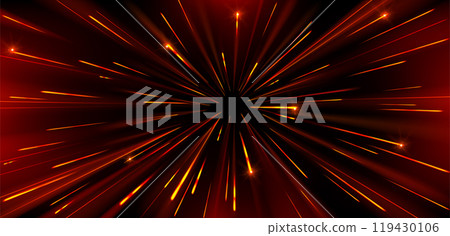 High speed warp of red light with radial burst. 119430106