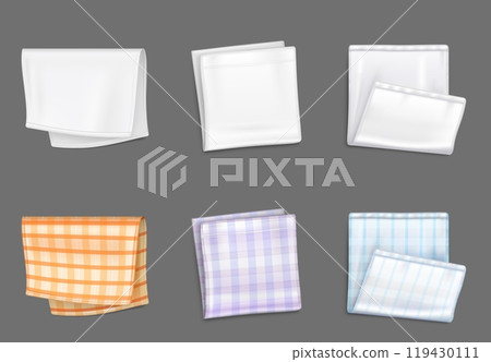 White empty and checkered folded handkerchief. 119430111