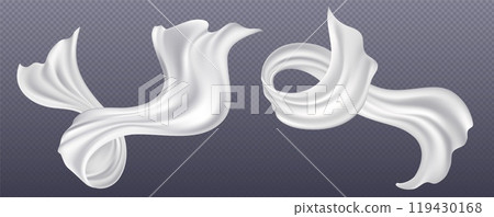 White silk textile ribbons set White silk textile ribbons set 119430168