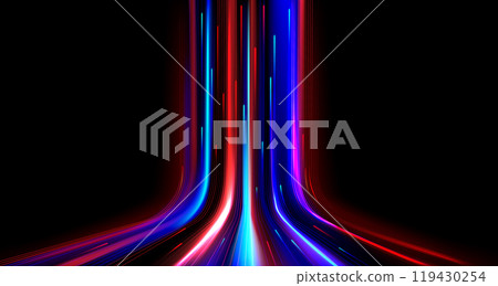 Neon glowing fiber with high speed motion effect. 119430254