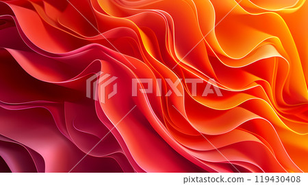 Colorful flowing waves of vibrant orange and red shades. Abstract wallpaper 119430408