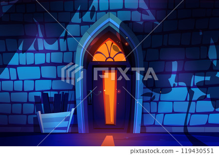 Night front door home building entrance vector 119430551