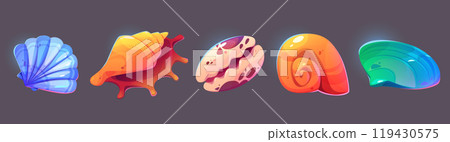 Sea or ocean shell game ui icon collection. Sea or ocean shell game ui icon collection. 119430575