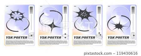 Y2k aesthetic banners set abstract black signs Y2k aesthetic banners set abstract black signs 119430616