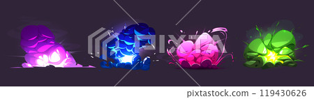 Explosion effects set isolated on background Explosion effects set isolated on background 119430626