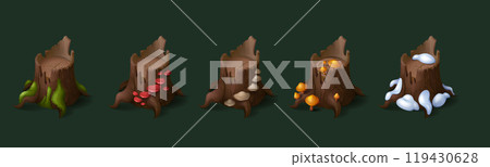 Forest stumps set isolated on background Forest stumps set isolated on background 119430628
