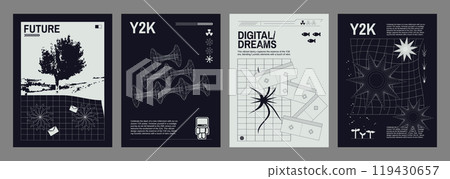 Poster and cover design layout in y2k style 119430657