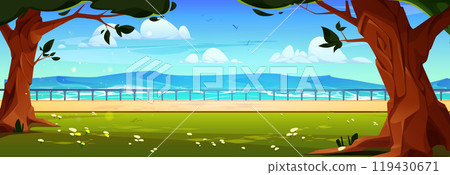 Summer day in park near sea water Summer day in park near sea water 119430671