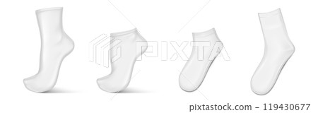 White blank socks of different height 3d mockup. White blank socks of different height 3d mockup. 119430677