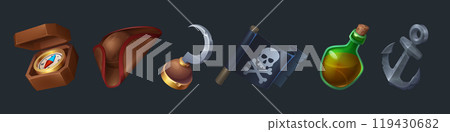 Pirate game ui design elements 119430682