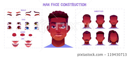 African American male face constructor set African American male face constructor set 119430713