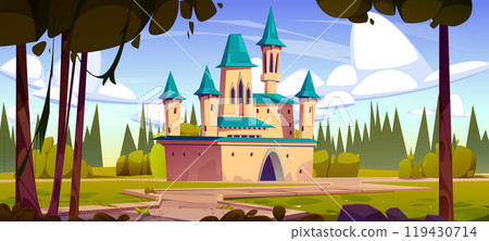 Fairy tale magic medieval castle cartoon vector Fairy tale magic medieval castle cartoon vector 119430714