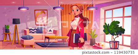 Young businesswoman in modern apartment Young businesswoman in modern apartment 119430735