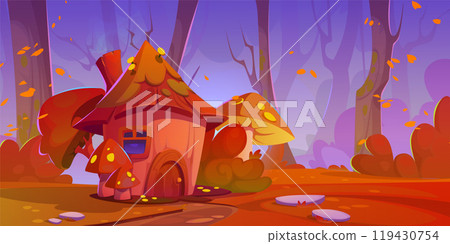 Gnome mushroom house in autumn forest Gnome mushroom house in autumn forest 119430754