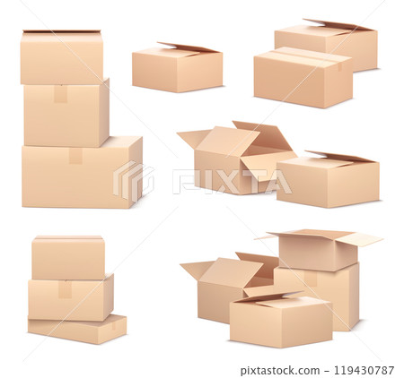 3d cardboard parcel box for package delivery icon 3d cardboard parcel box for package delivery icon 119430787