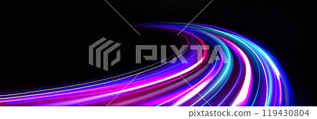 Fast speed light effect on black background 119430804