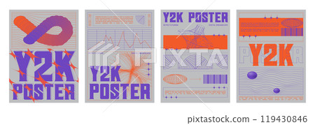 Set of retro futuristic vibe banners Set of retro futuristic vibe banners 119430846