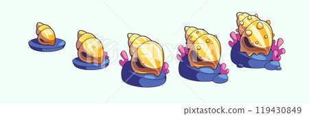 Sea shell and vessels game level rank ui design 119430849