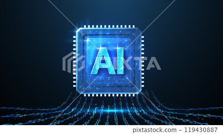 AI letters on chip. AI technology, robot core, electric line 119430887