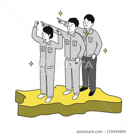 Image illustration of working in Kagawa Prefecture, smiling men and women in work clothes 119430895