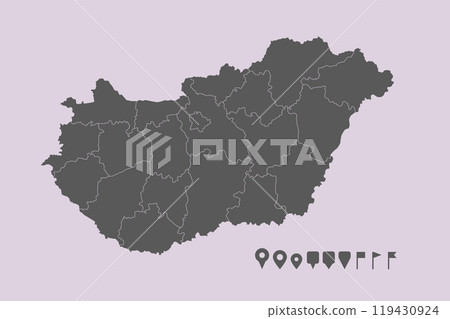 Vector map country Hungary divided on regions Vector map country Hungary divided on regions 119430924