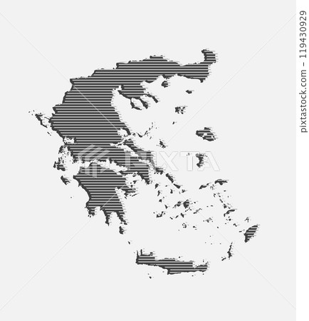 Abstract map Greece, parallel grey lines Abstract map Greece, parallel grey lines 119430929