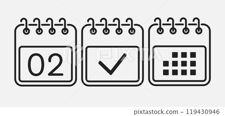 Vector icon page calendar - 2 day, agenda, done Vector icon page calendar - 2 day, agenda, done 119430946