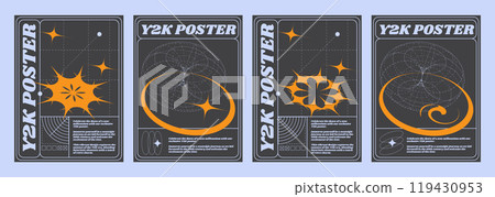 Retro futuristic style banners set 119430953