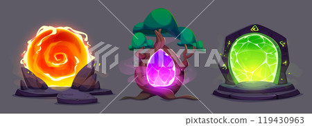 Fantasy game door with magic glowing portal 119430963