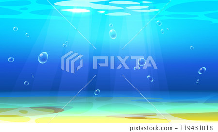 Sandy seabed under water layer with bubbles 119431018