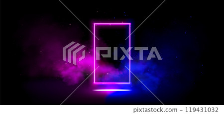 Neon light frame in cloud of smoke Neon light frame in cloud of smoke 119431032