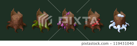 Forest stumps set isolated on background Forest stumps set isolated on background 119431040