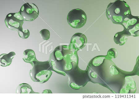 3D render of futuristic water molecule model. Scifi background 119431341