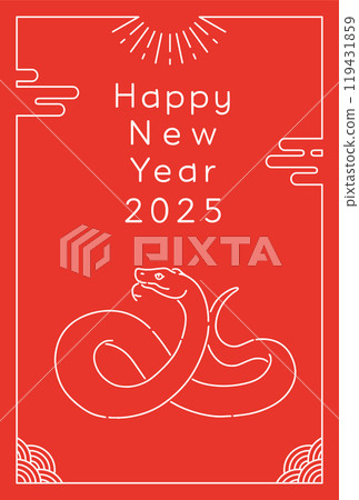 蛇年新年賀卡模板(2025) 蛇年新年賀卡模板(2025) 119431859