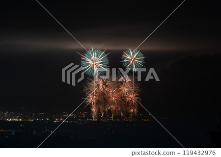 [Shonai scenery] Fireworks festival_Aka River riverbed 119432976