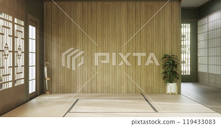 Mock up empty, Modern japanese tatami mat floor, room japanese traditional style. 3D rendering 119433083