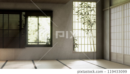 Mock up empty, Modern japanese tatami mat floor, room japanese traditional style. 3D rendering 119433099