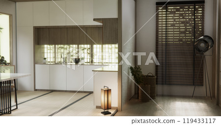Kitchen room modern japanese style .3D rendering Kitchen room modern japanese style .3D rendering 119433117