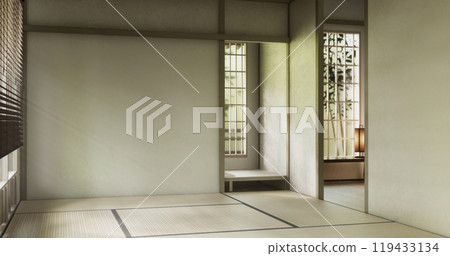 Mock up empty, Modern japanese tatami mat floor, room japanese traditional style. 3D rendering Mock up empty, Modern japanese tatami mat floor, room japanese traditional style. 3D rendering 119433134